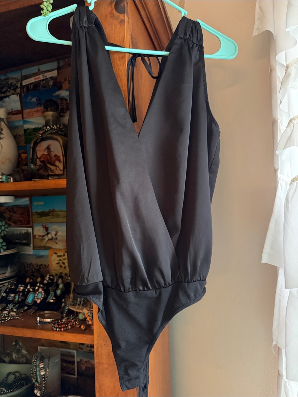 Black V-Neck Sleeveless Bodysuit
